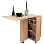 Table pliante jey table  manger table de cuisine pliable pour petits espaces avec tagres mobile naturel ...