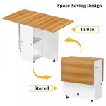 Table pliante mobile - mengda - avec 1 placard et 2 �tag�res6 roues - convient pour la cuisine la salle ...