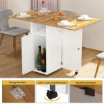 Table pliante mobile - mengda - avec 1 placard et 2 �tag�res6 roues - convient pour la cuisine la salle ...