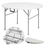 Table pliante shiga table de jardin ronde blanche pliable avec poigne de transport 120 cm de diamtre ...