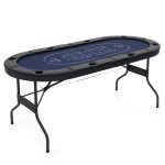 Table de poker pliable - costway - pour 8 joueurs - 182 x 82 x 75 cm - ovale - 8 porte - gobelets - surface ...