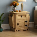 Table porte - revues corona avec 1 porte et 1 tiroir ? meuble de rangement en pin massif cir table de ...