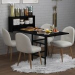 Table rabattable magix avec tagres murale compact peu encombrant 133x65x72cm noire cuisine / salle ...