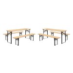Table de rception pliante bois de sapin + 2 bancs (lot de 2) bayonne