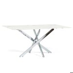 Table rectangulaire dintérieur morgan 160x90 cm avec plateau en verre trempé et pieds en métal (marbre ... Table rectangulaire dintérieur morgan 160x90 cm avec plateau en verre trempé et pieds en métal (marbre ...