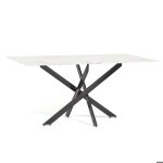 Table rectangulaire dint�rieur morgan 160x90 cm avec plateau en verre tremp� et pieds en m�tal (marbre ...