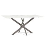 Table rectangulaire dint�rieur morgan 160x90 cm avec plateau en verre tremp� et pieds en m�tal (marbre ...