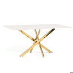 Table rectangulaire dint�rieur morgan 160x90 cm avec plateau en verre tremp� et pieds en m�tal (marbre ...