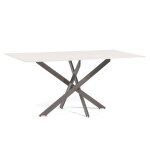 Table rectangulaire dint�rieur morgan 160x90 cm avec plateau en verre tremp� et pieds en m�tal (marbre ...