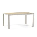 Table rectangulaire milo d?intrieur / extrieur en aluminium et verre dcor 150x90 cm (bois blanc)