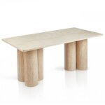 Table rectangulaire pieds colonnes design historic 90x180cm effet travertin beige Table rectangulaire pieds colonnes design historic 90x180cm effet travertin beige