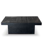 Table rectangulaire style ethnique 60x120cm kinshasa 2 tiroirs bois noir