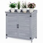Table de rempotage - bealife - bois sapin - plateau galvanis� - gris - armoire de jardin 2 niveaux - ...