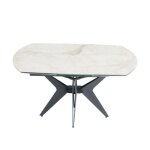 Table de repas extensible boomerang 160 / 228 x 95 cm plateau c�ramique pied acier noir