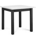Table de repas extensible saluto grise et blanche pieds en h�tre massif - 80x80 cm