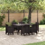 Table de repas ext�rieure rectangulaire vidaxl en marron r�sistante aux uv en plastique solide 871685 ...