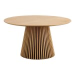 Table repas ronde �140cm pied central relief mdf placage ch�ne clair - dublin