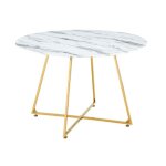 Table  manger ronde 4 personnes heloise gold et plateau en verre d120 cm
