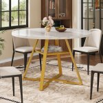 Table ronde (1 pi�ce) table de cuisine table de petit - d�jeuner �tiennes m�talliques marmoroptique noir ...