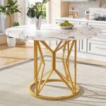 Table ronde 100�100�76 design moderne table � manger structure m�tal robuste plateau laqu� brillant 4 ...