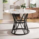 Table ronde 100×100×76cm blanc & noir - plateau modèle de marbre mdf pieds métal Élégants - salon&salle ... Table ronde 100×100×76cm blanc & noir - plateau modèle de marbre mdf pieds métal Élégants - salon&salle ...