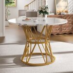 Table ronde 100×100×76cm blanc & or - plateau modèle de marbre mdf pieds métal Élégants - salon&salle ... Table ronde 100×100×76cm blanc & or - plateau modèle de marbre mdf pieds métal Élégants - salon&salle ...