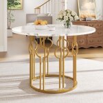 Table ronde 100×100×76cm - plateau mdf modèle de marbre&pieds dorés - pour 4 personnes - salon&salle ... Table ronde 100×100×76cm - plateau mdf modèle de marbre&pieds dorés - pour 4 personnes - salon&salle ...