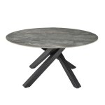 Table ronde d. 150 cm céramique gris marbré et pieds métal noir ? ruby meubletmoi Table ronde d. 150 cm céramique gris marbré et pieds métal noir ? ruby meubletmoi