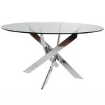 Ritha - table ronde 120cm pieds chroms et plateau en verre