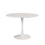 Scars - table ronde 110cm cramique blanche motif craquelures