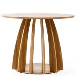Table ronde apoli design dcor chne pied central sculptural - diamtre 100 cm