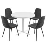 Table ronde - blanc neige - 4 chaises - r�sistant � leau - montage facile