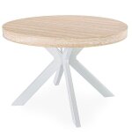 Table ronde extensible 110 - 260cm myriade effet travertin beige et blanc