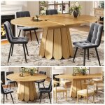 Table ronde extensible bois 4 � 6 personnes - 118 - 158x76 cm table ovale salle � manger industrielle ...