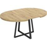 Table ronde extensible duna - 4 � 6 personnes - d�cor ch�ne - l110 x p110 / 152 x h77 cm