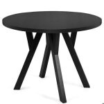 Table ronde extensible indaga noire style loft pieds en h�tre massif - l 180 cm