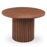Table ronde extensible pied central style colonne burkina 120 - 160cm bois noisette