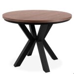 Table ronde extensible rostel bicolore noyer et noir style industriel - l 140 cm