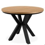 Table ronde extensible rostel chne clair style industriel pieds en mtal - l 140 cm