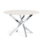 Table ronde dintrieur - rattatan - kasper - 120 cm - verre tremp - marbre rose - 6 places