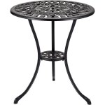 Table ronde de jardin d. 80x65cm en fonte daluminium avec trou pour parasol - charge 70kg etag�re ouverte ...