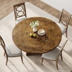 Table ronde - table  manger base bois - grand plateau mdf - table  manger style contemporain - 120x76cm ...