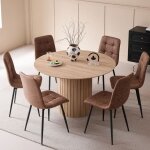 Table ronde - table  manger base bois - grand plateau mdf - table  manger style contemporain - l120 ...