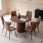 Table  manger - dowisdoly - base ronde en bois - mdf - contemporain - l120cm - marron fonc