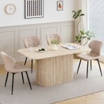 Table � manger ovale - table � manger base bois - grand plateau mdf - table � manger style contemporain ...