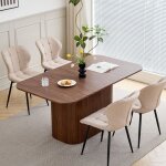 Table � manger ovale - table � manger base bois - grand plateau mdf - table � manger style contemporain ...