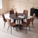 Table ronde - table � manger avec pi�tement en bois - table dassemblage design - table � manger contemporaine ...