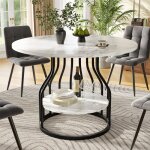 Table ronde salle manger 80×80×76 cm table à manger ronde plateau marbre mdf table cuisine avec plateau ... Table ronde salle manger 80×80×76 cm table à manger ronde plateau marbre mdf table cuisine avec plateau ...