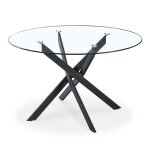 Table ronde en verre et pied noir sofia