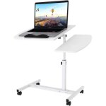 Table roulante de lit canap avec 4 roulettes verrouillables hauteur rglable 60x40cm / 60 - 90cm - blanc ...